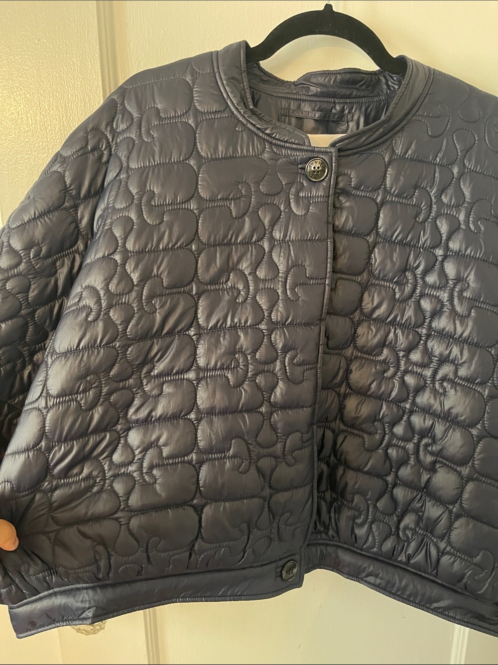Ganni Quilted Cropped Puffer Jacket - Navy - Picture 12 of 16